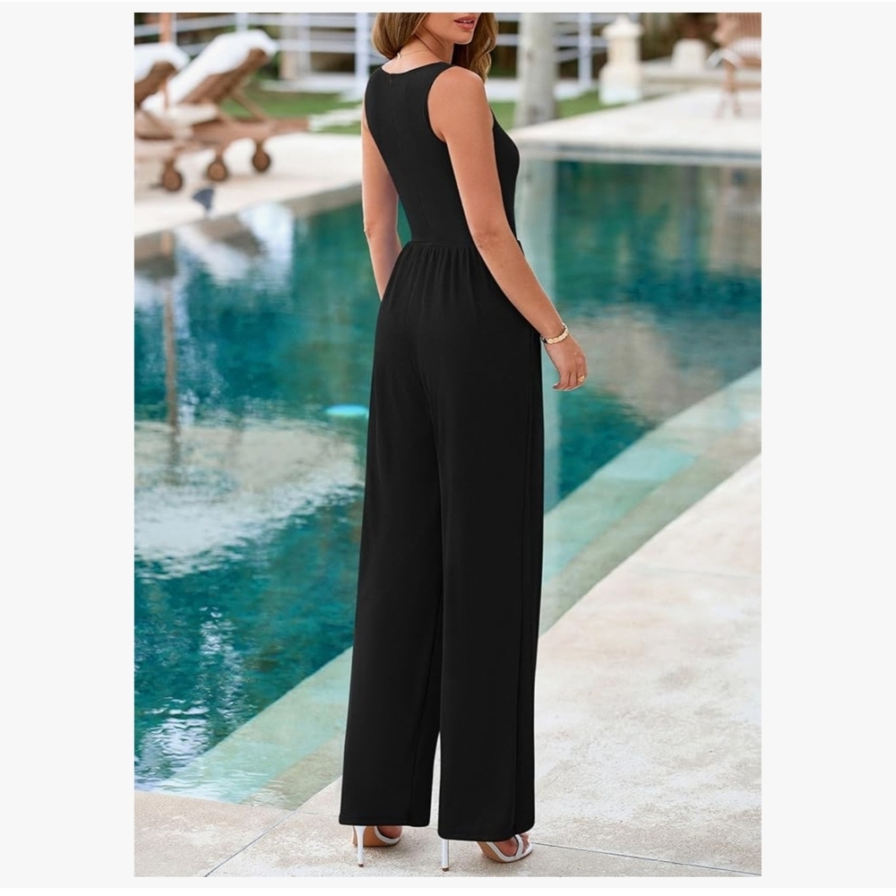 PrettyGarden Chic Black Sleeveless Women's Jumpsuit - Picture 3 of 9
